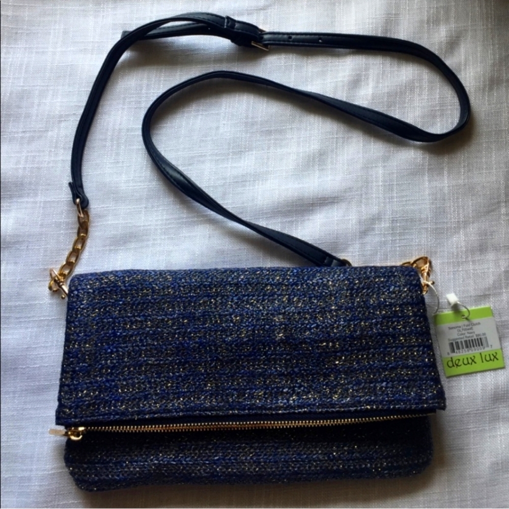 Deux Lux Navy clutch bag with strap